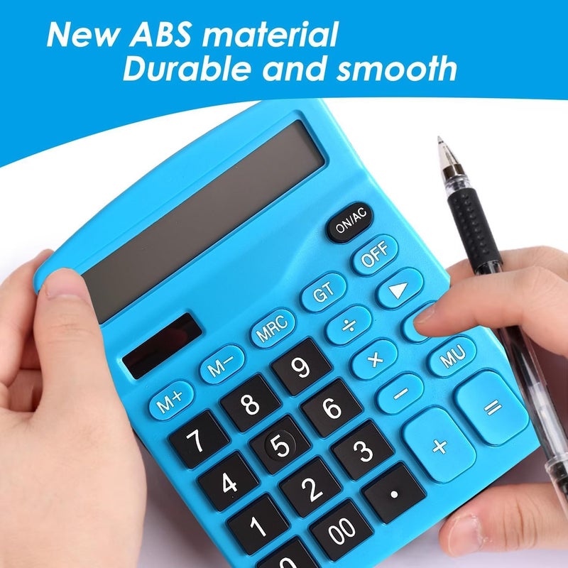 DUFCUSPH 12 Digits Desktop Calculator with Large LCD Display, Basic Calculator Dual Solar Power and Battery, Standard Function for Office, Home, School (Dark Blue) - Image 4